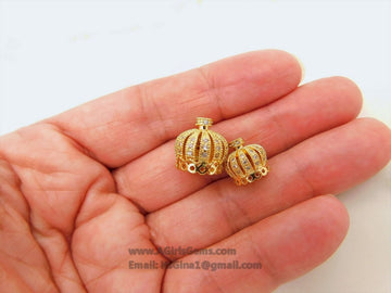 CZ Pave Tassel Cap, Crown Tassel Cap Bead #129, Rose